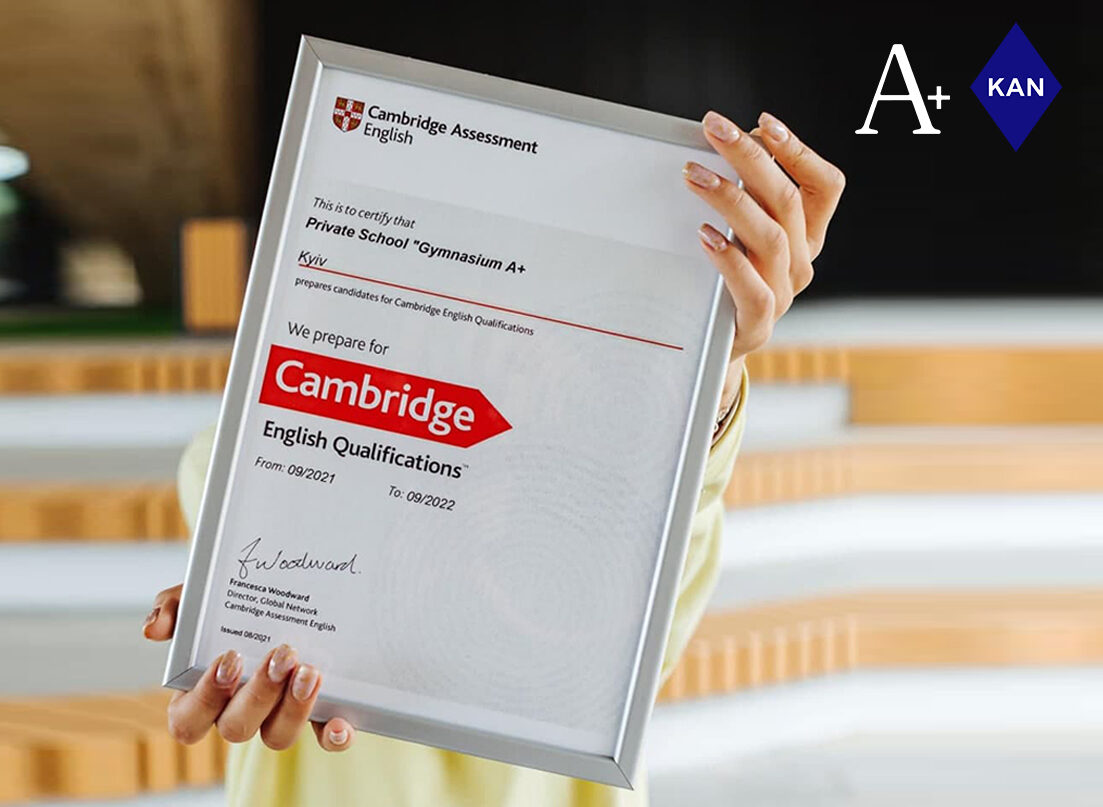 GYMNASIUM A + OFFICIAL RIGHT TO PREPARE STUDENTS FOR FURTHER COMPOSITION OF CAMBRIDGE ENGLISH QUALIFICATION